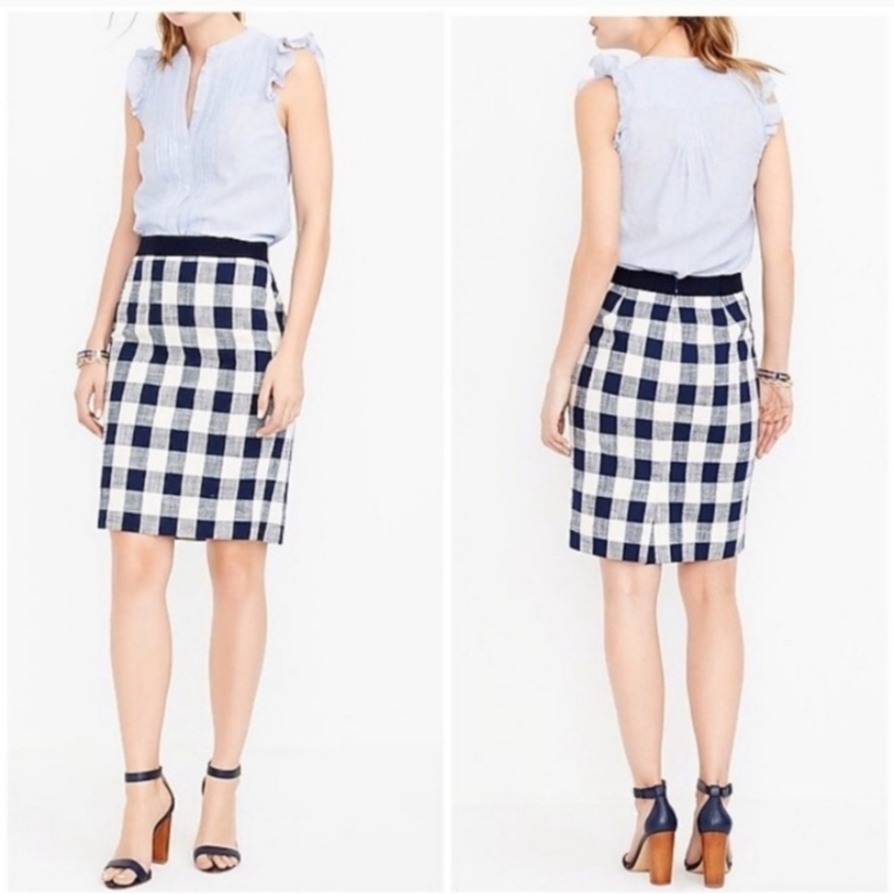 J Crew The Pencil Gingham Skirt 2